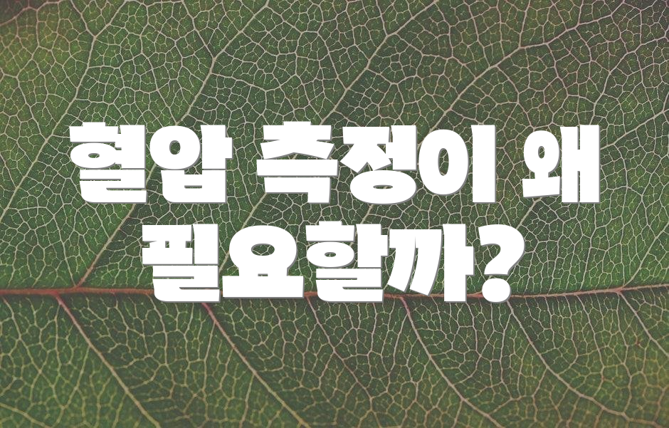혈압 측정이 왜 필요할까?