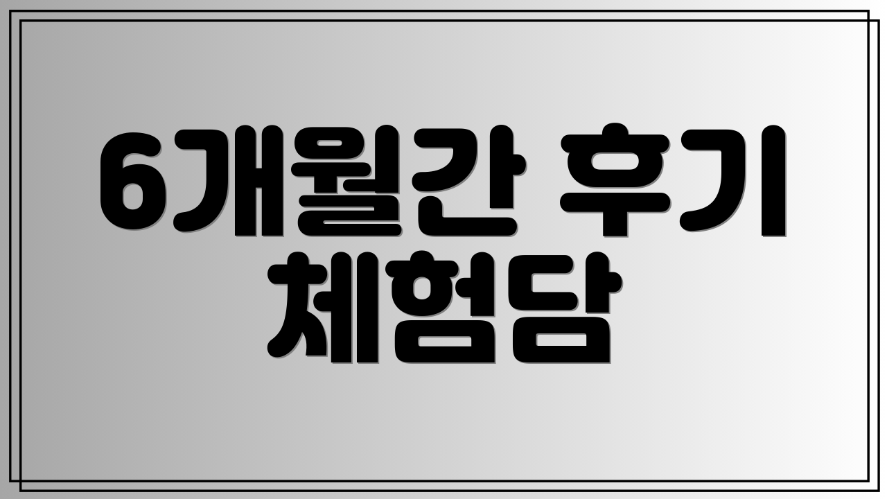 6개월간 후기 체험담