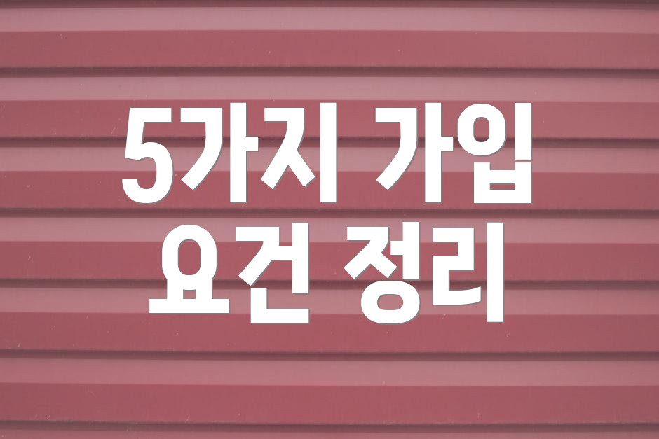 5가지 가입 요건 정리