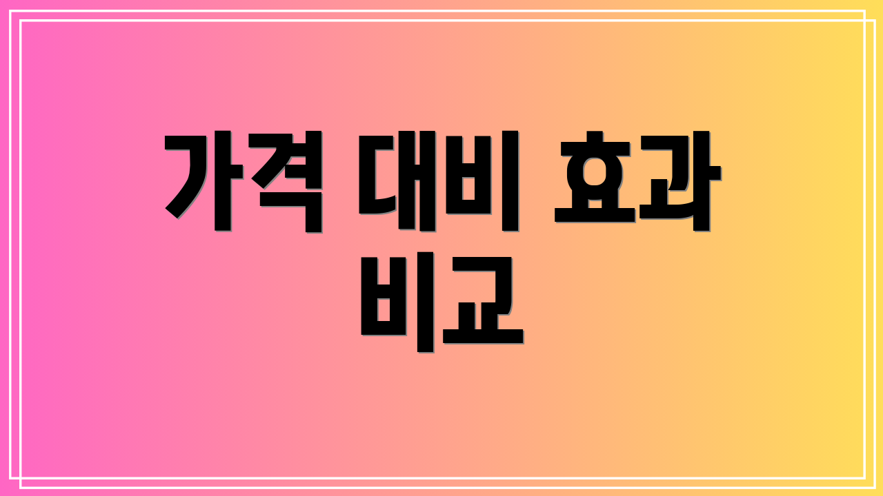 가격 대비 효과 비교