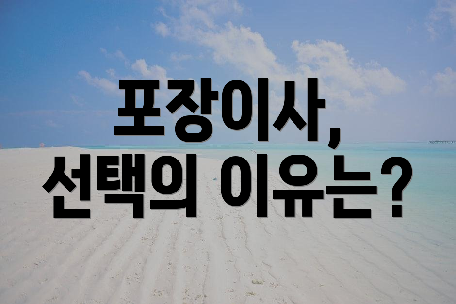 포장이사, 선택의 이유는?