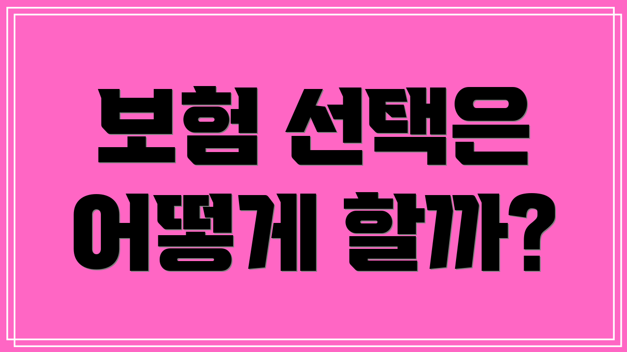 보험 선택은 어떻게 할까?