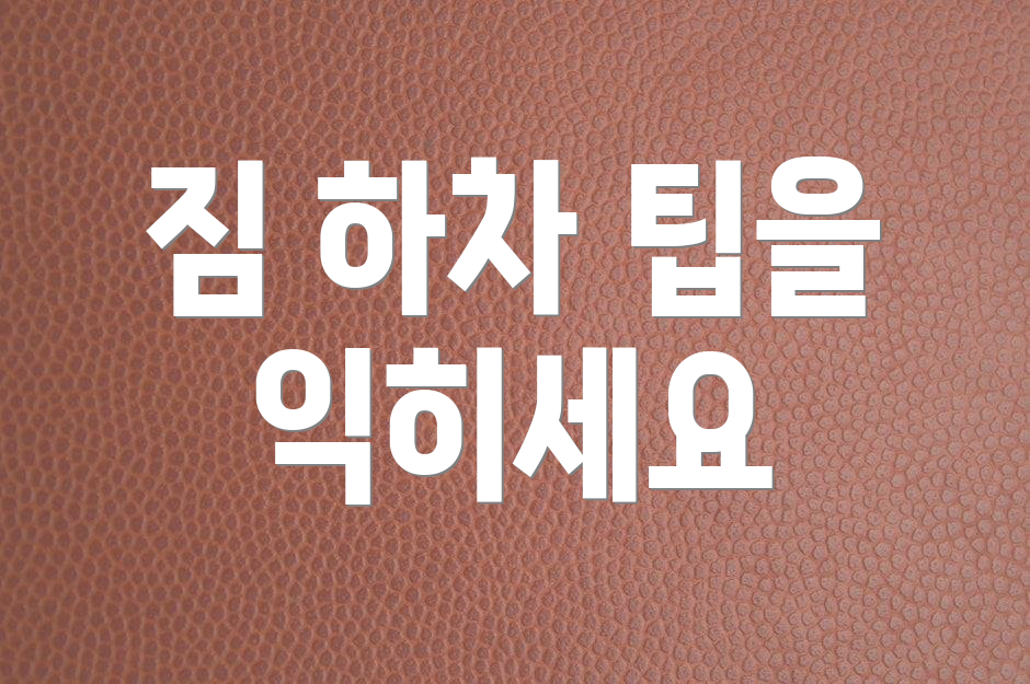 짐 하차 팁을 익히세요