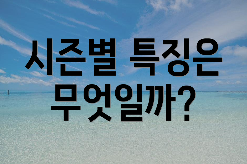 시즌별 특징은 무엇일까?