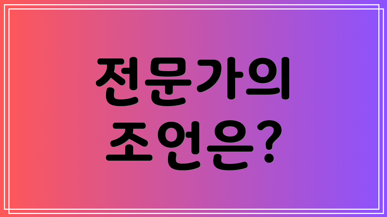 전문가의 조언은?