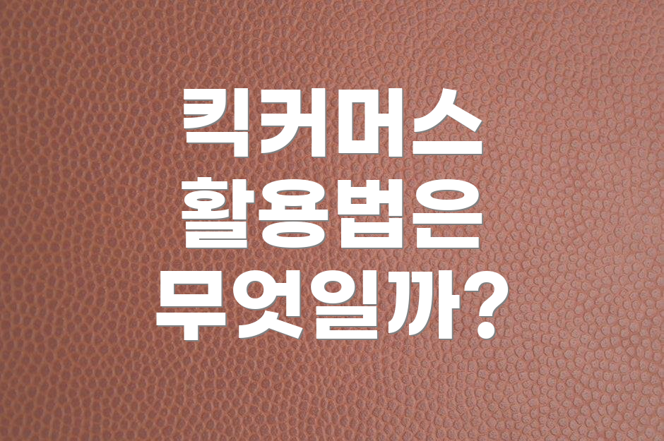 킥커머스 활용법은 무엇일까?